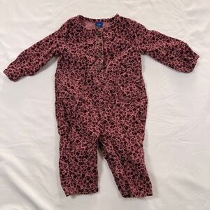 Old Navy Baby Girl Burgundy Floral Corduroy Romper One-Piece 3-6M